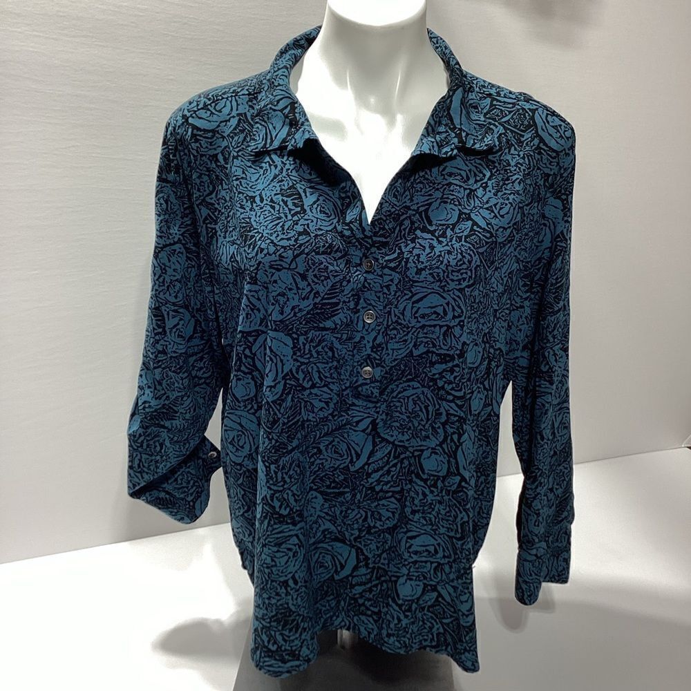 Rock & Republic Floral Long Sleeve Blouse L